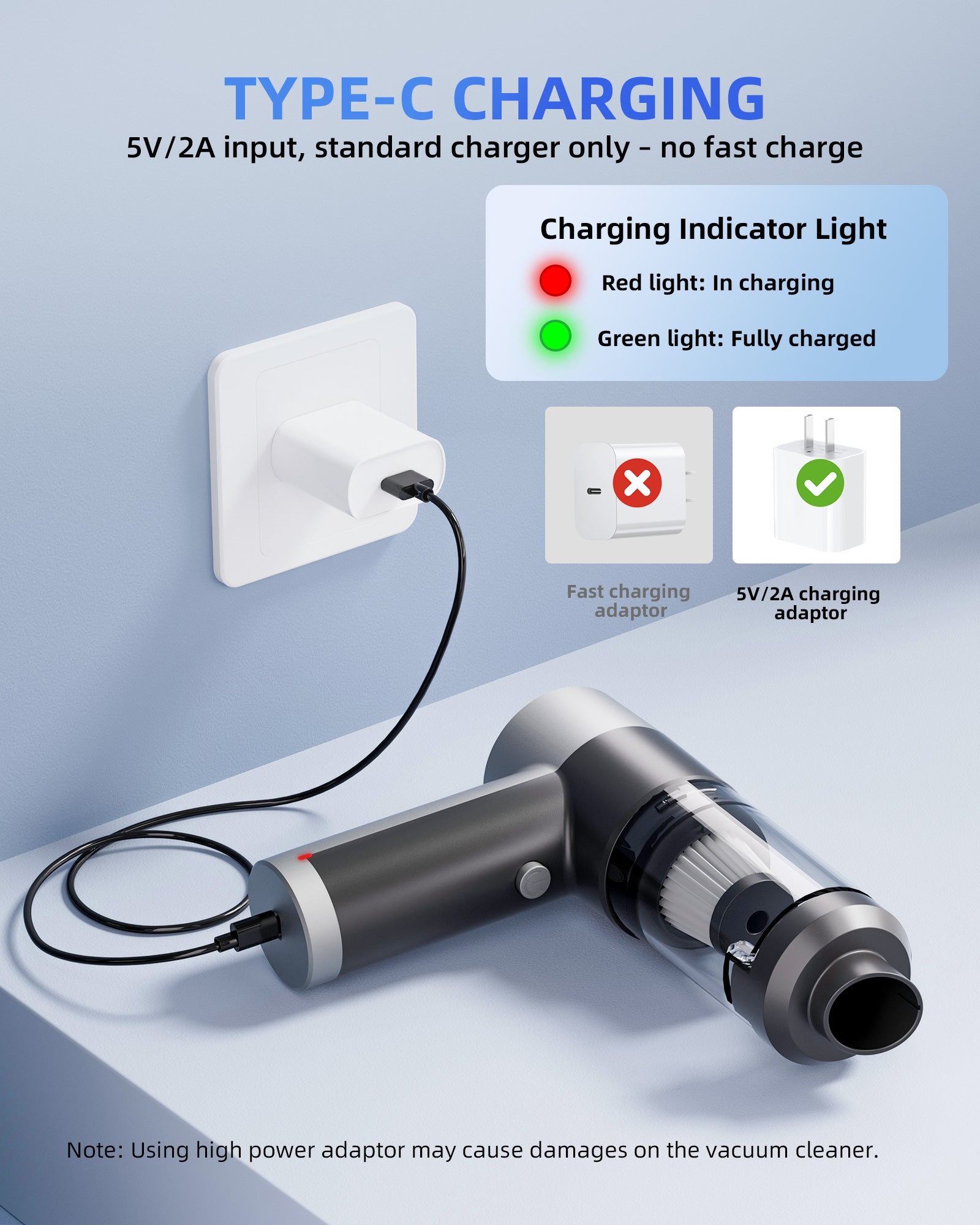 Mini Car Vacuum with 17000Pa High Power Suction V9