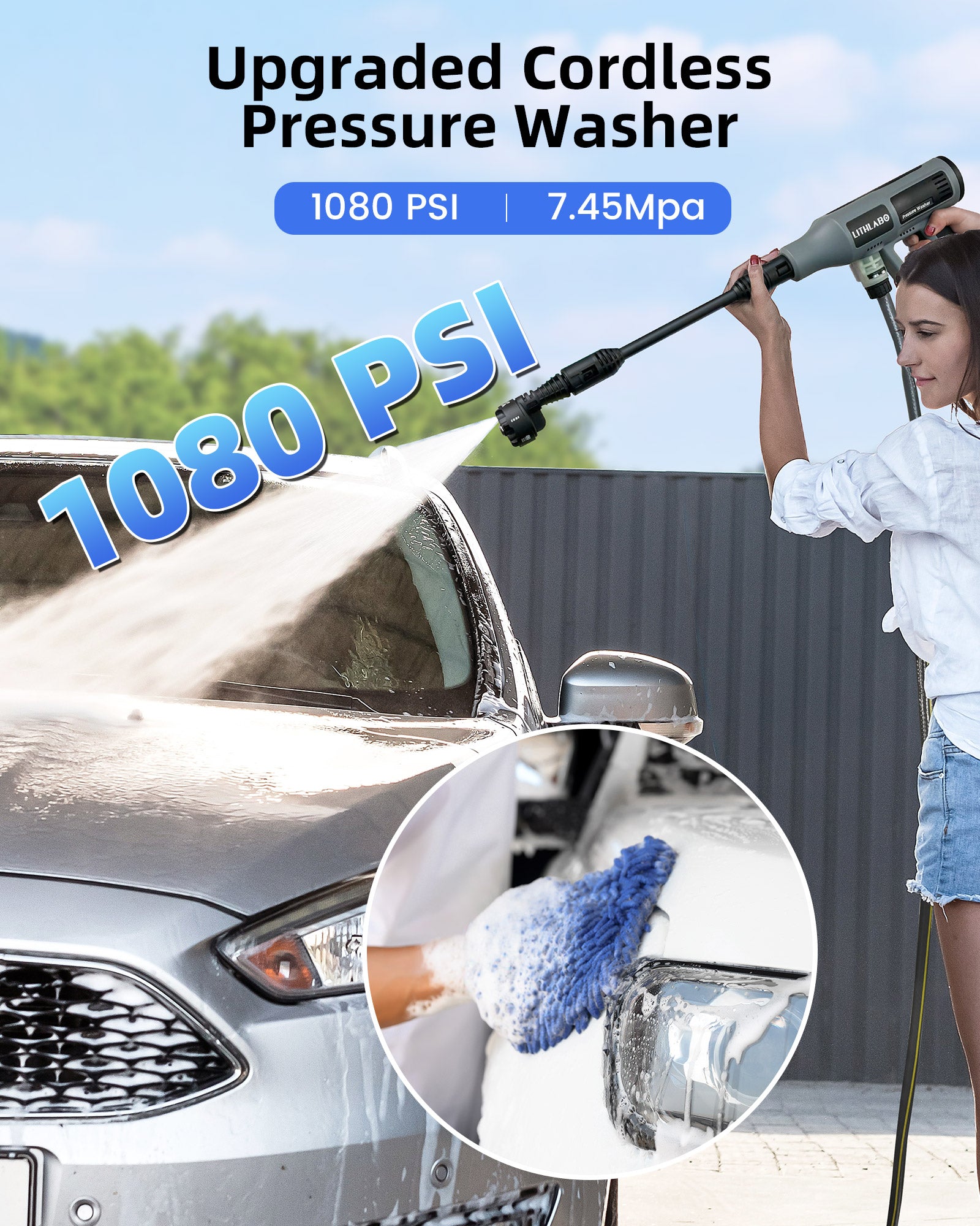 Cordless Pressure Washer Spray Kit 1080PSl