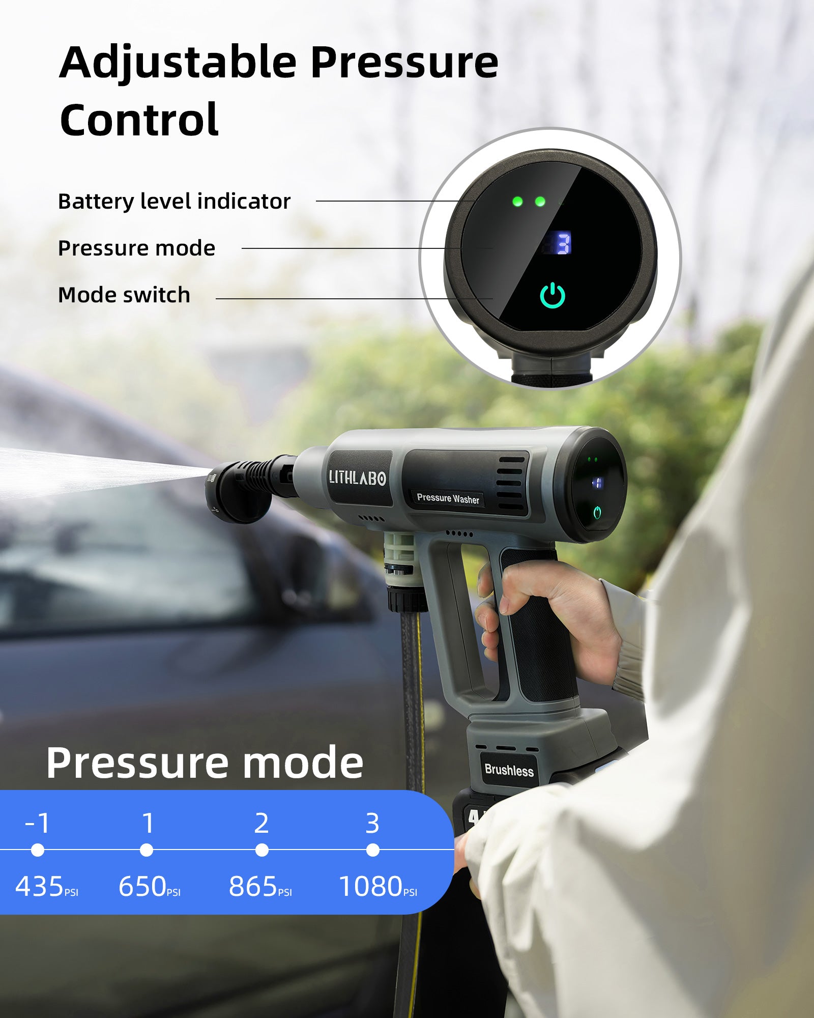 Cordless Pressure Washer Spray Kit 1080PSl