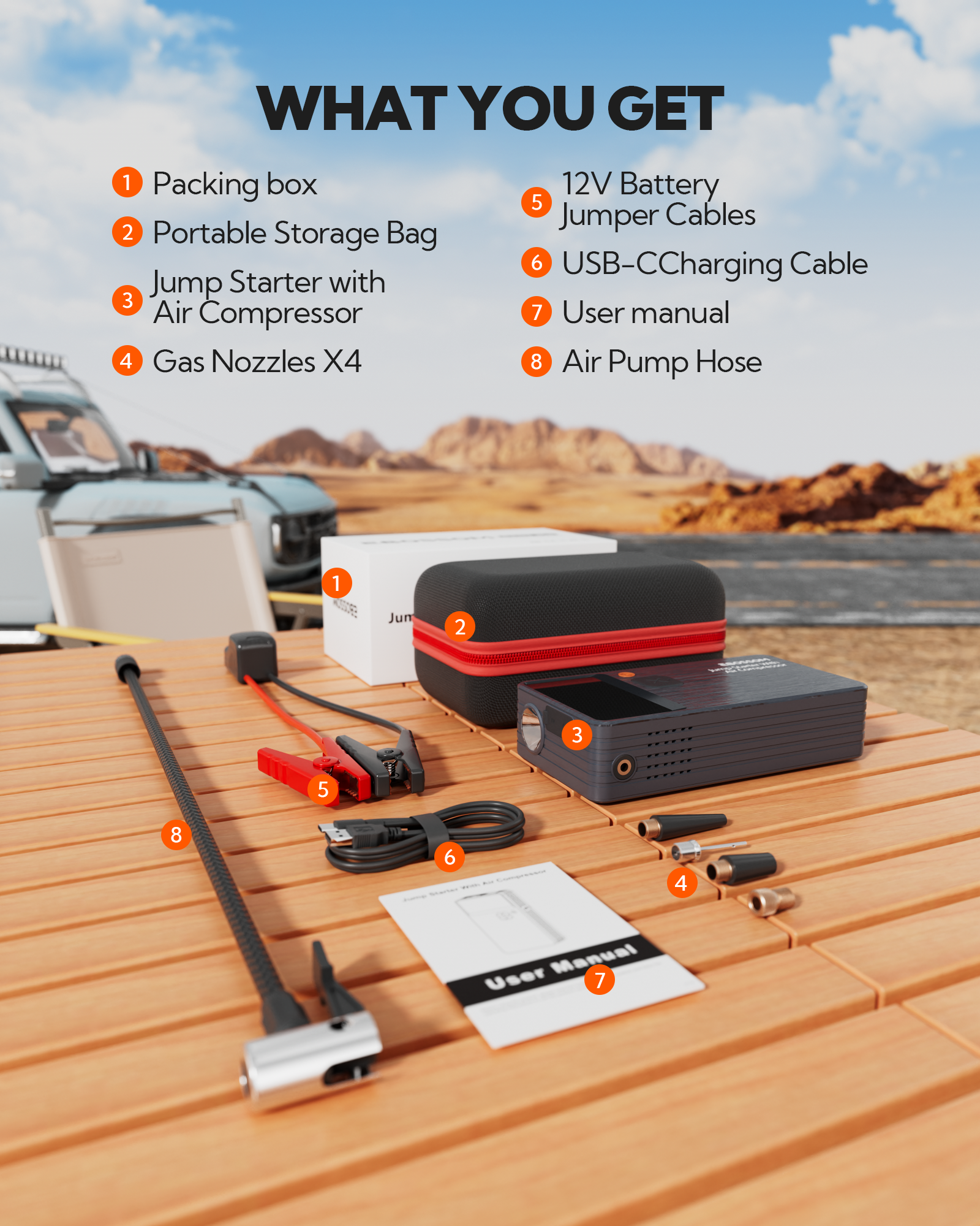 Jump Starter with Air Compressor JC8