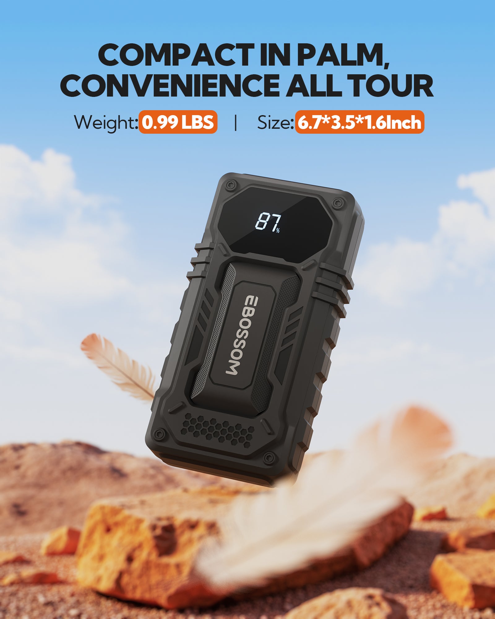 Starthilfe Powerbank für PKW 44,4Wh, Jump Starter Auto 12000mAh Auto-Starthilfe für 12V Fahrzeuge, Starterbatterie-Booster mit LED, Ladegerät Autobatterie mit Starthilfekabel, Überbrückungsgerät