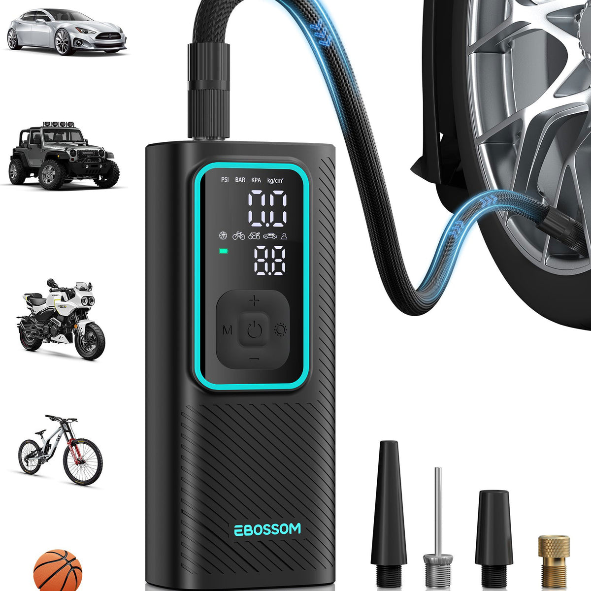 Portable Air Compressor Heavy Duty (Car, Van, SUV) Air Compressor Heavy Duty Pump Electric Tire Inflator 12V 150PSI/965kPA Car Care Tool ( All Parts Is Metal) Maximum Pressure: 150 PSI(965kPA) Voltage: DC