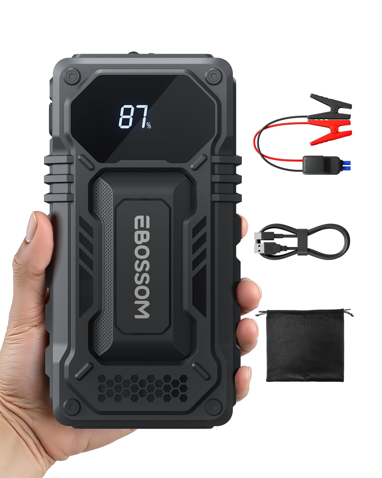 Car Battery Jump Starter,12000mAh Battery Jump Box,44.4Wh Vehicle Jump Booster with Smart Jumper Cables,LED Light Emergency Car Kits for Vehicles